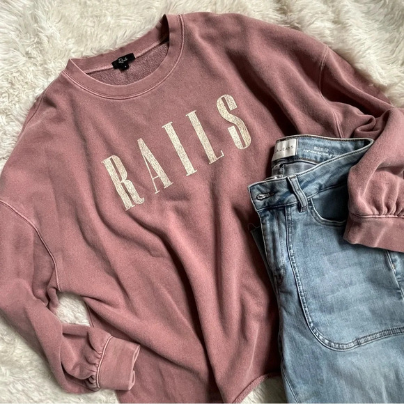Rails Signature Crewneck Dropped Sleeve Sweatshirt Size Small - Picture 2 of 10